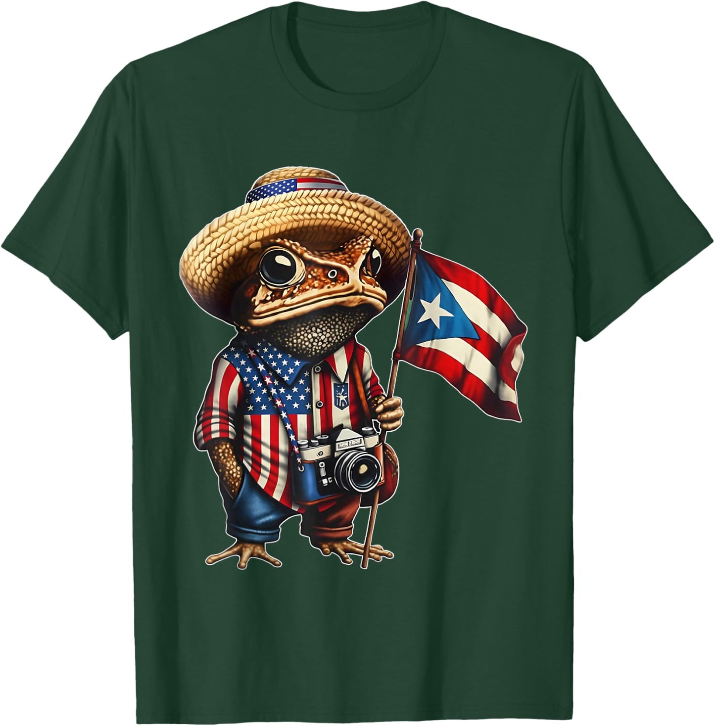 Puerto Rican Flag Boricua Taino Funny Puerto Rico Coqui T-Shirt - T-Shirt | Forest