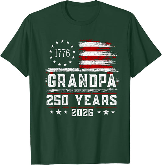 Grandpa American Flag 250 Years 4th of July Grandpa T-Shirt - T-Shirt | Forest