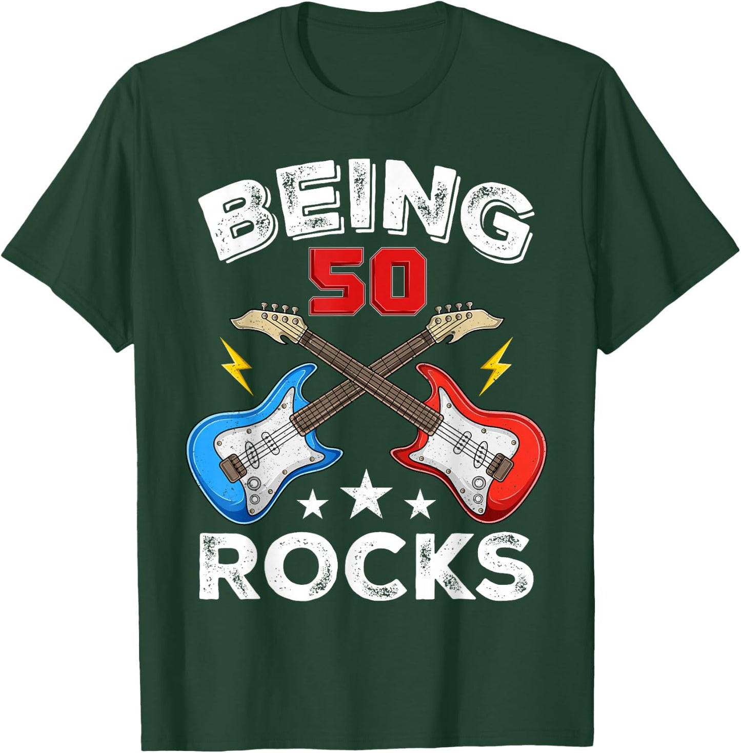 Being 50 Rocks Guitar Funny 50th Birthday T-Shirt - T-Shirt | Forest