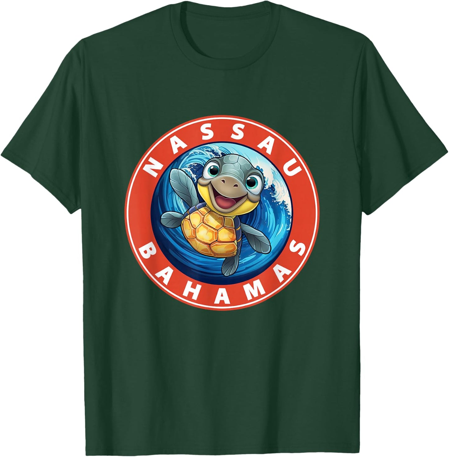 Nassau Bahamas Smiling Baby Sea Turtle Souvenir T-Shirt - T-Shirt | Forest