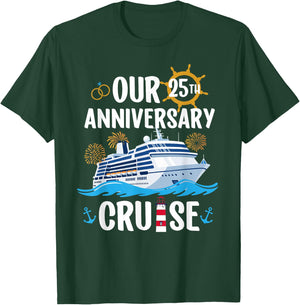 Our 25th Anniversary Cruise Trip Husband and Wife Cruising T-Shirt - T-Shirt | Forest