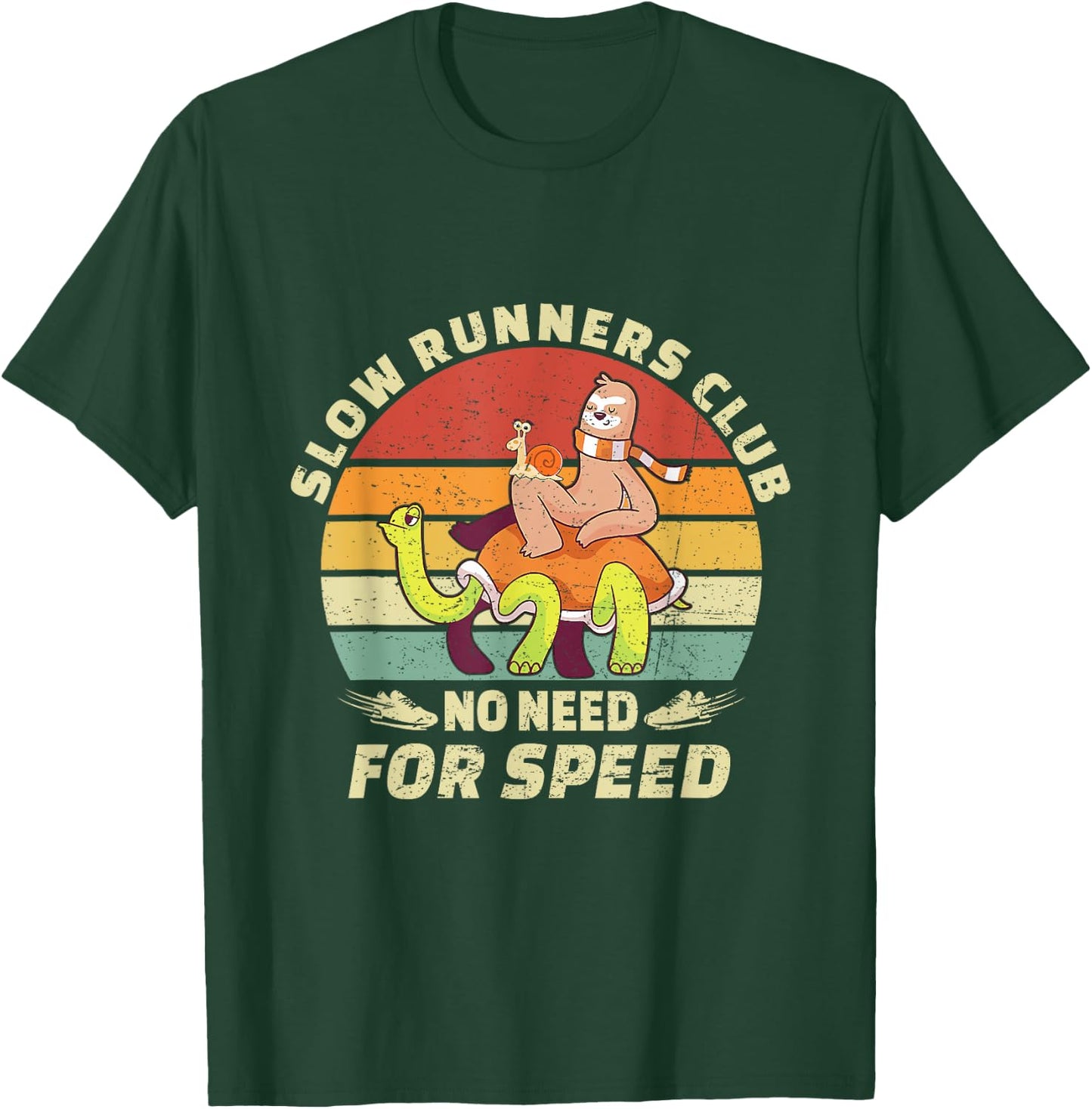 Retro Vintage Slow Runners Club Funny Sloth Running Team T-Shirt - T-Shirt | Forest