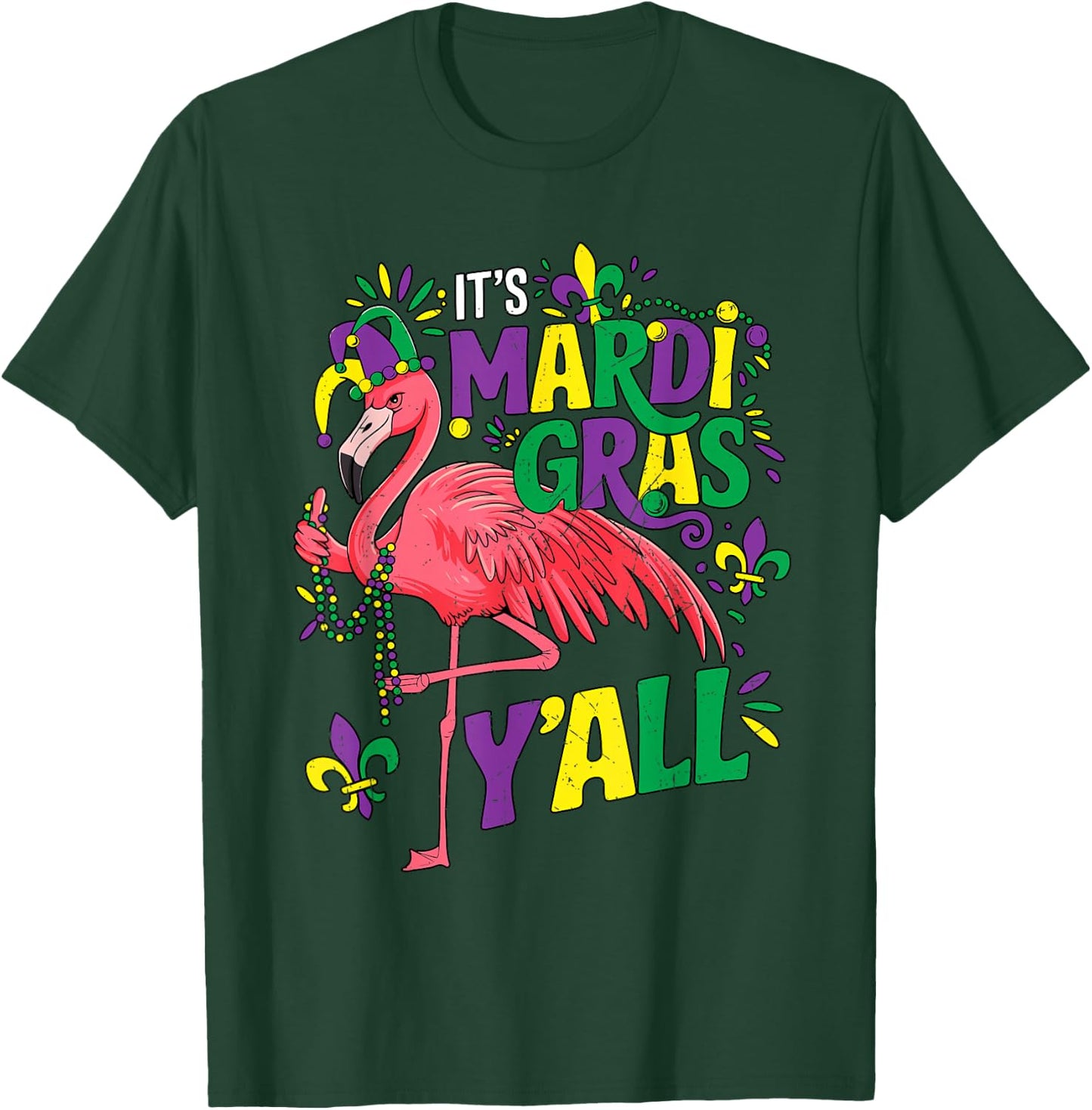 Funny Flamingo Mardi Gras Carnival Party Outfit Kids T-Shirt - T-Shirt | Forest
