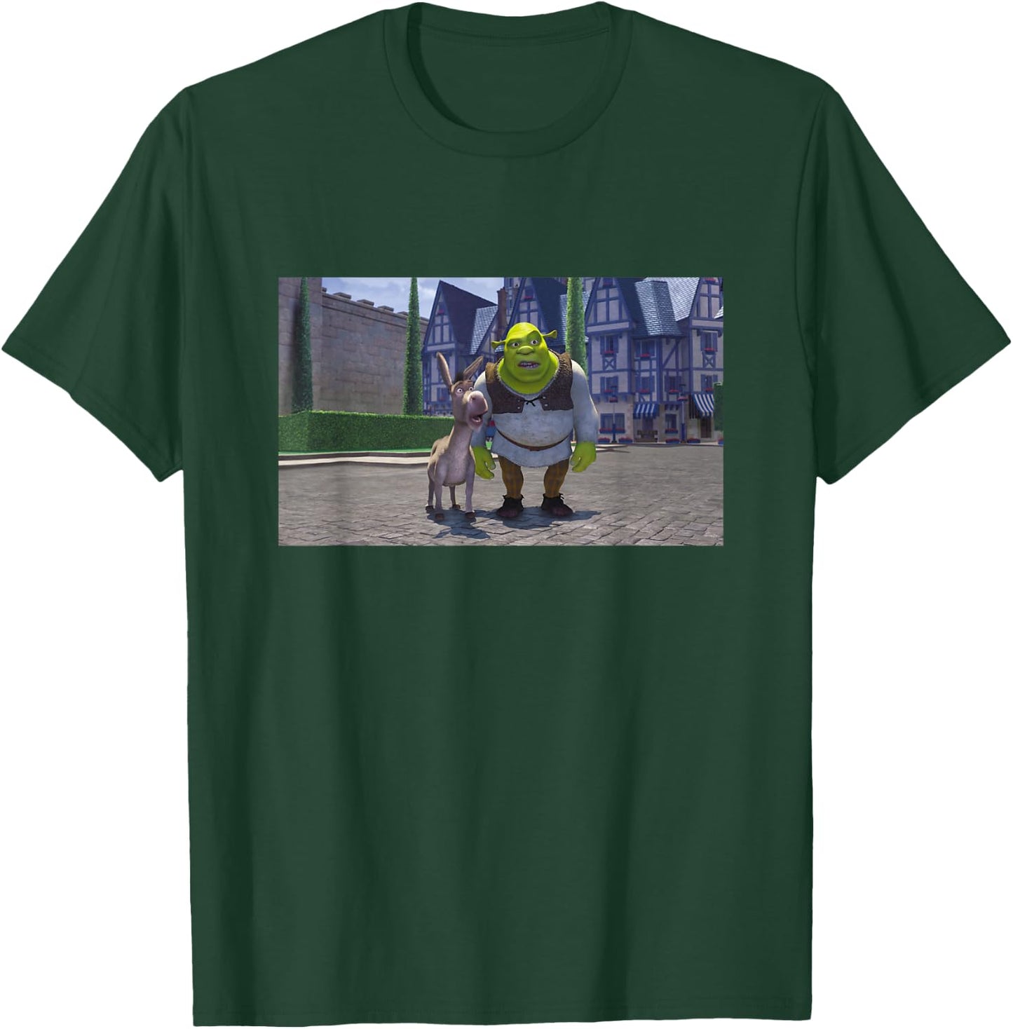 Shrek Iconic Donkey & Shrek Photo Scene Big Chest Poster , black T-Shirt - T-Shirt | Forest