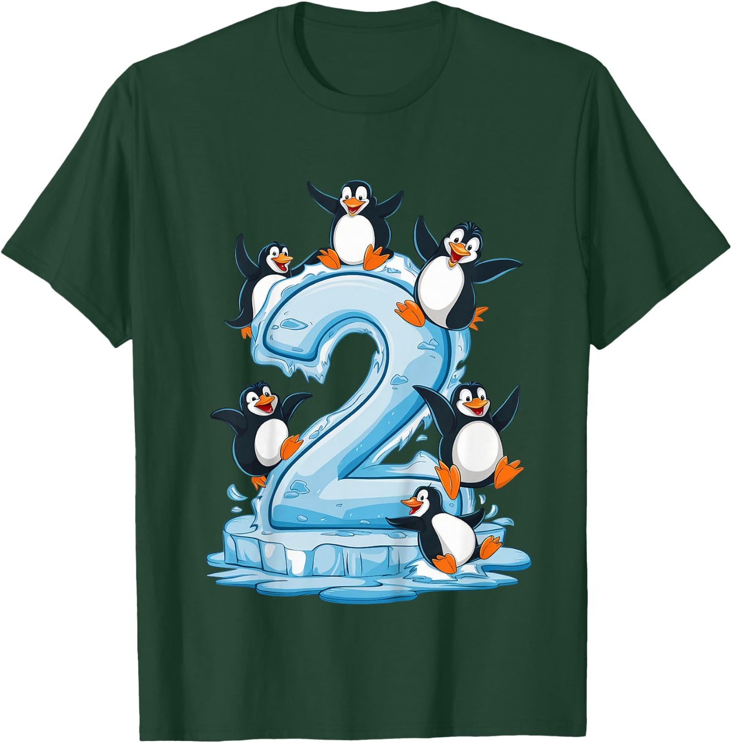 Kids Penguins 2nd Birthday Boys Girls 2 Years Penguin , black T-Shirt - T-Shirt | Forest