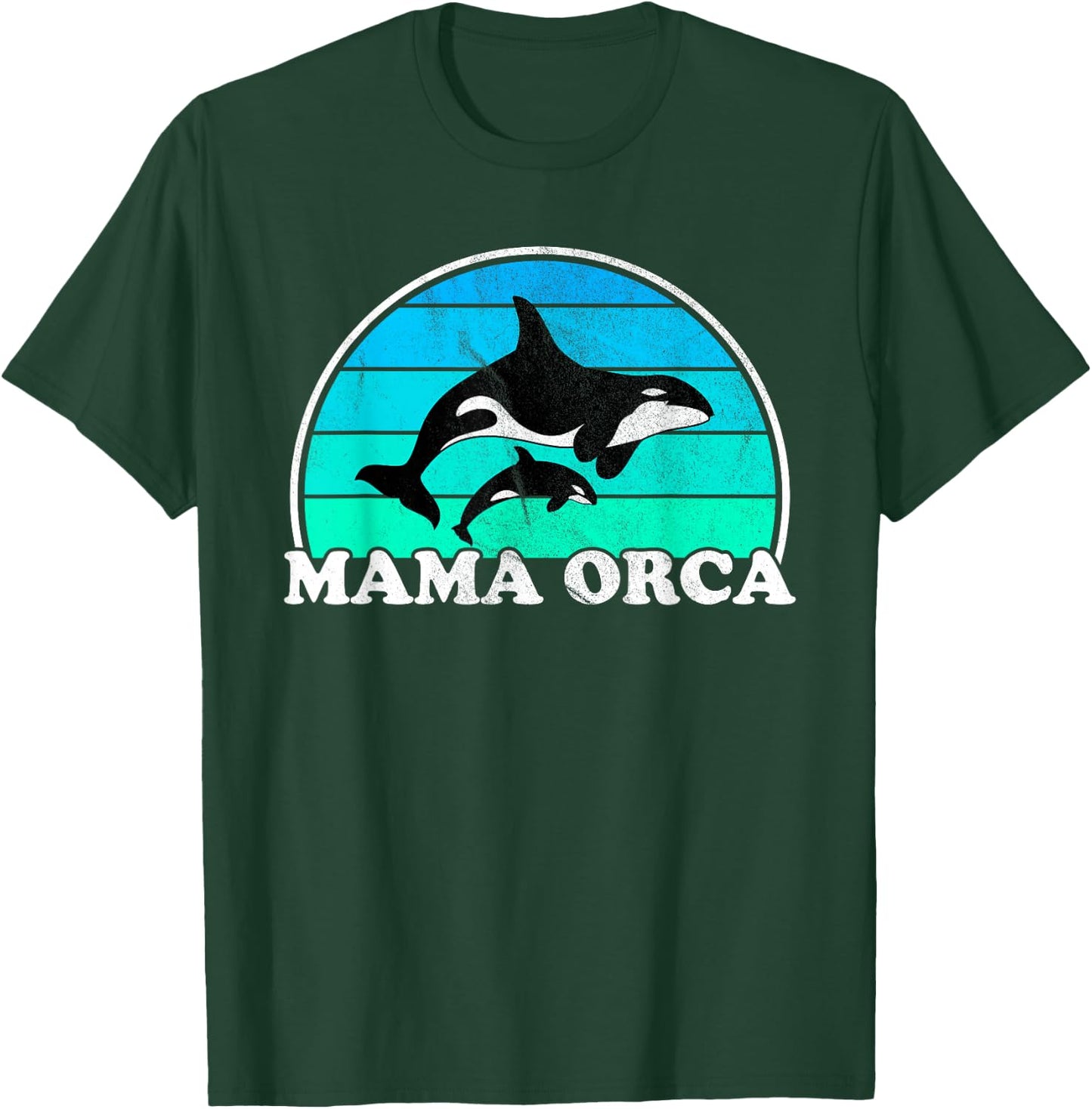 Mama Orca - Orcas Whale Mother Sea Ocean Retro Mom T-Shirt - T-Shirt | Forest