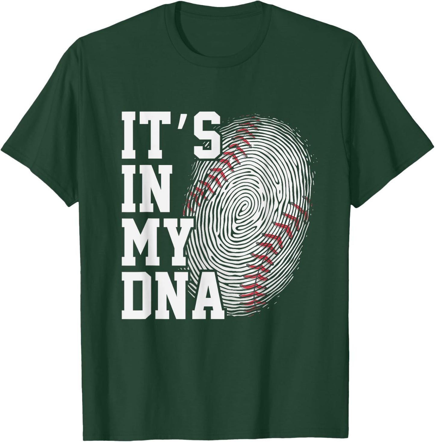 Baseball It's In My DNA Men Women Kids Fingerprint Vintage T-Shirt - T-Shirt | Forest