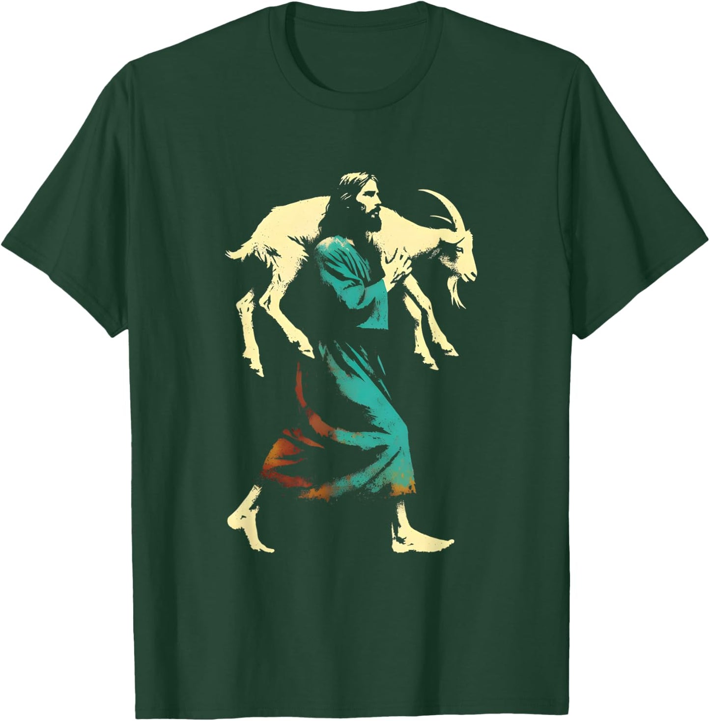 Jesus Goatherd - Funny Christian Religious Goat Lover T-Shirt - T-Shirt | Forest