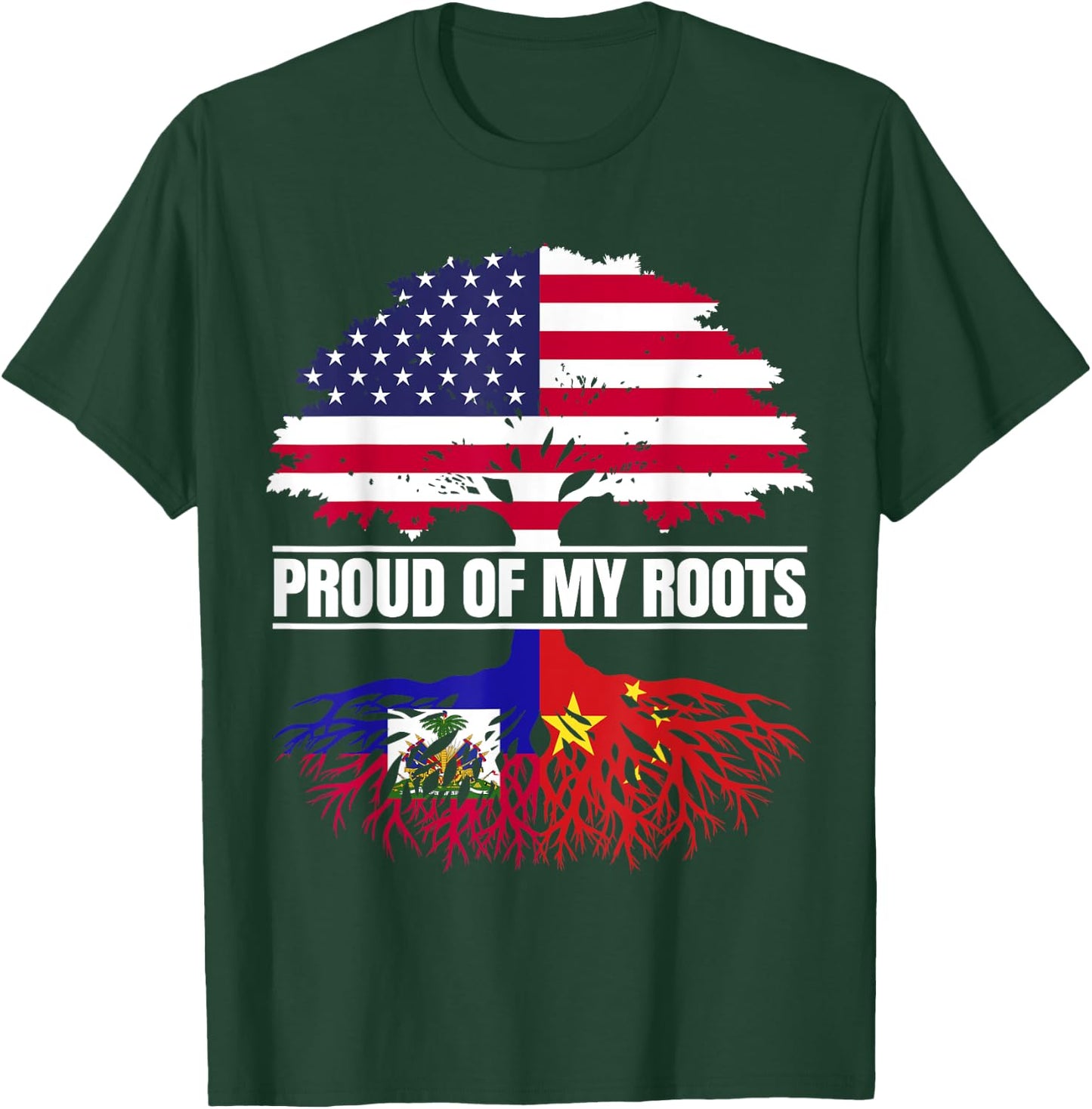Haiti China Mix Heritage Proud of my Roots Haitian Chinese T-Shirt - T-Shirt | Forest