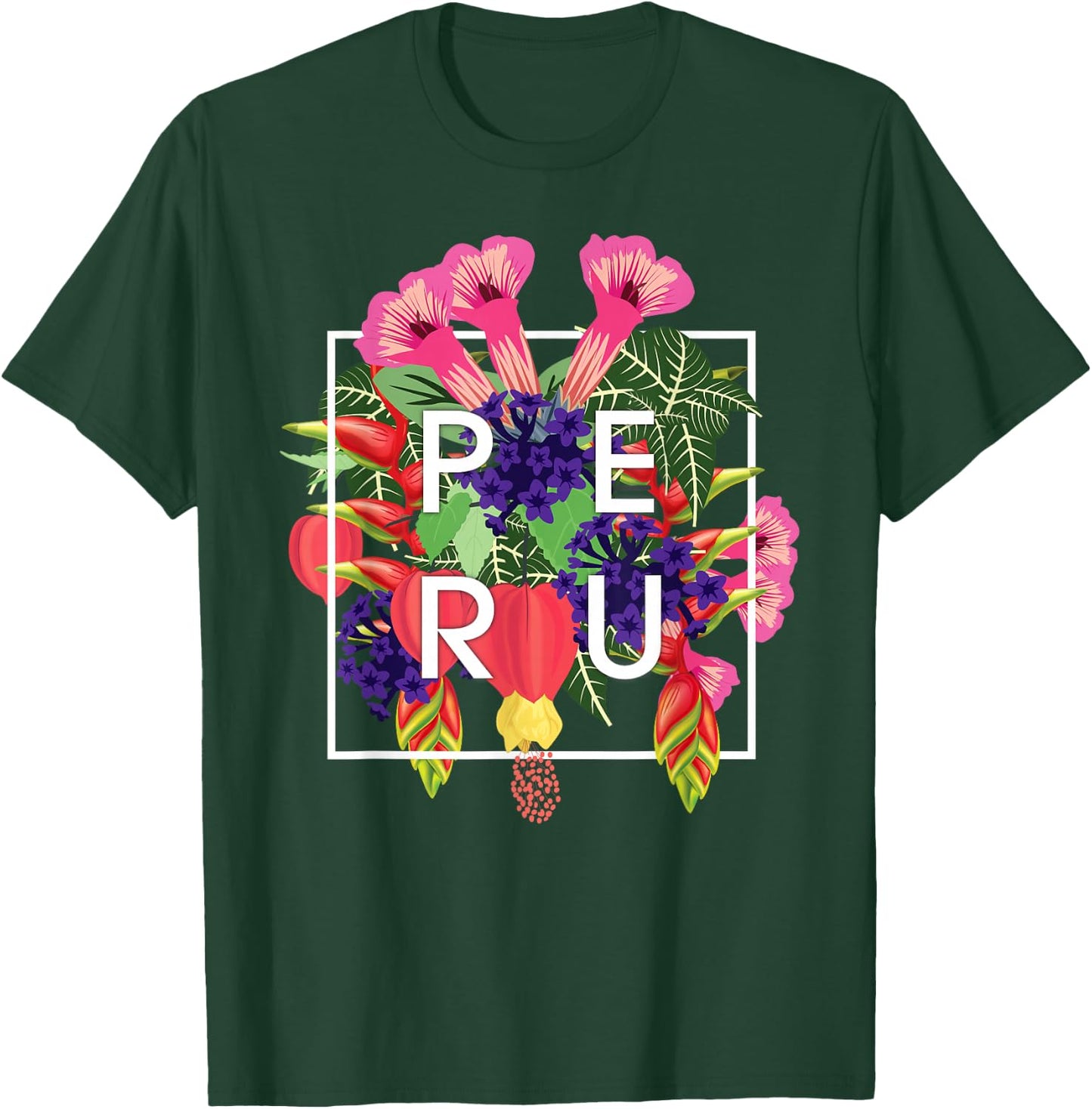 Flowers of Peru Word Art - Peruvian Pride T-Shirt - T-Shirt | Forest