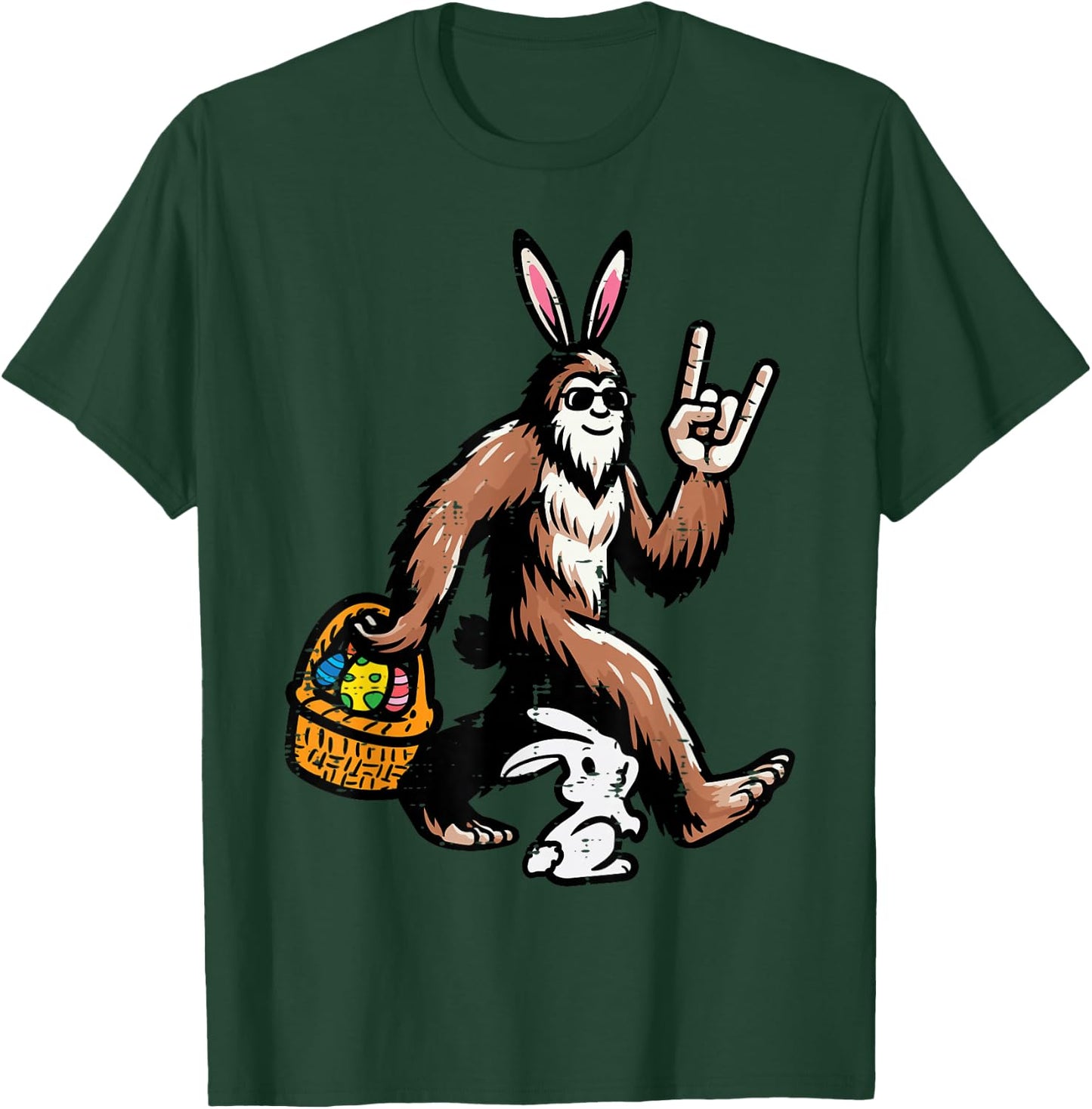 Easter Bigfoot Rock Bunny Sasquatch Rocker Men Boys Kids T-Shirt - T-Shirt | Forest