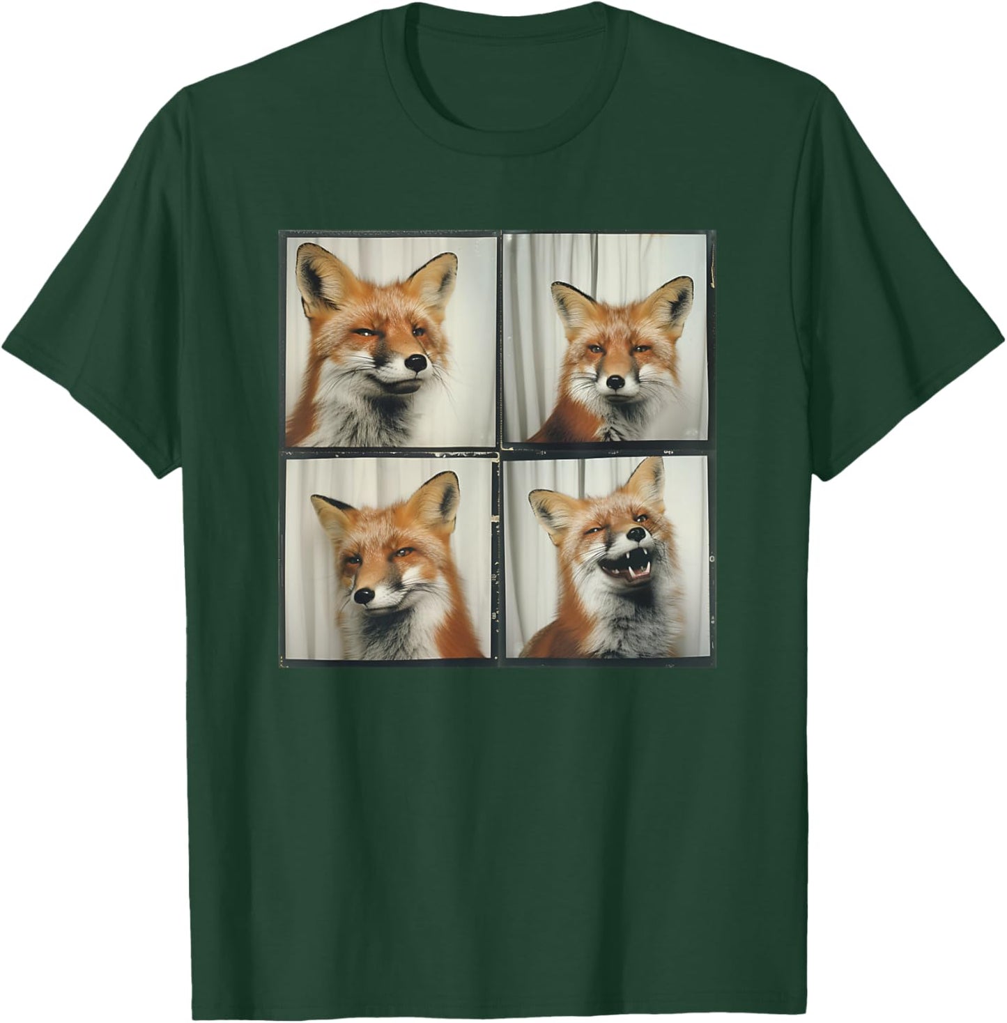 Fox Face Portrait Funny Animal Photobooth Laughing Fox T-Shirt - T-Shirt | Forest