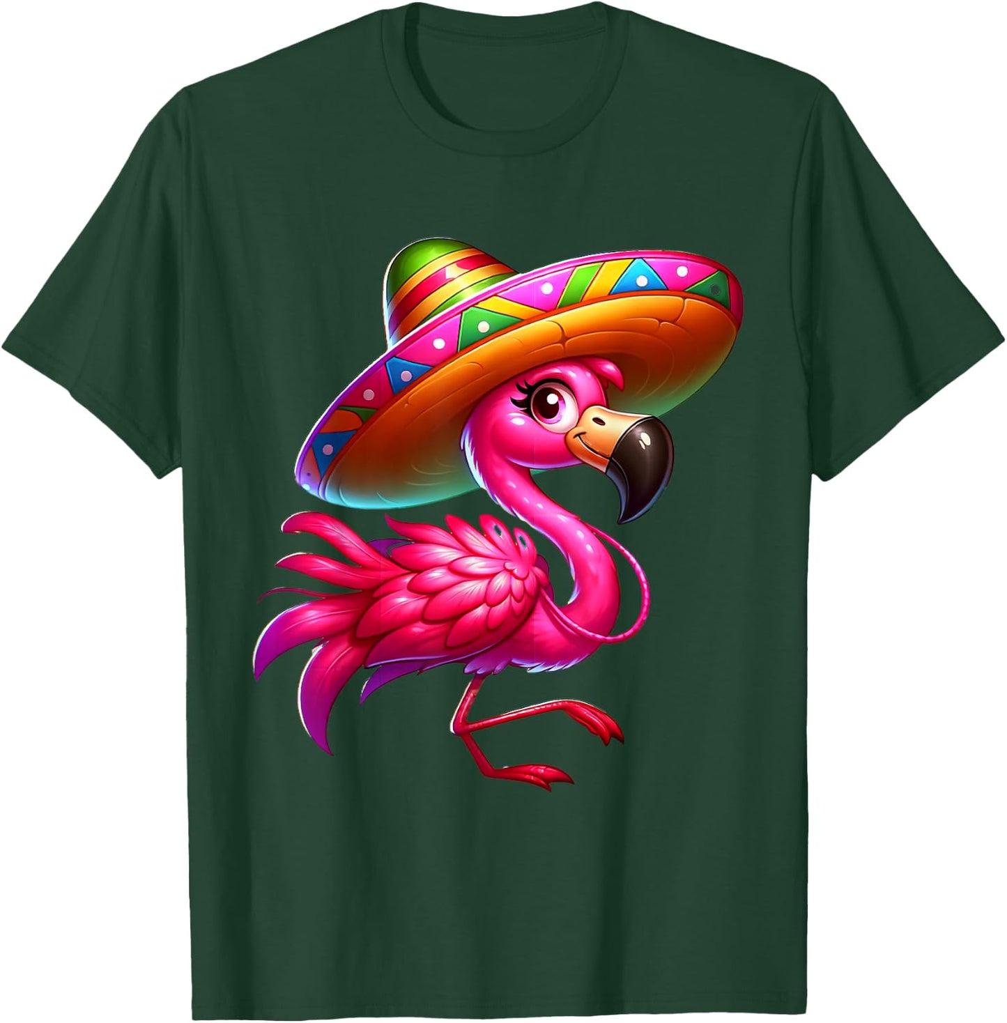 Cinco de Mayo Flamingo Wearing Mexican Sombrero Men Women T-Shirt - T-Shirt | Forest