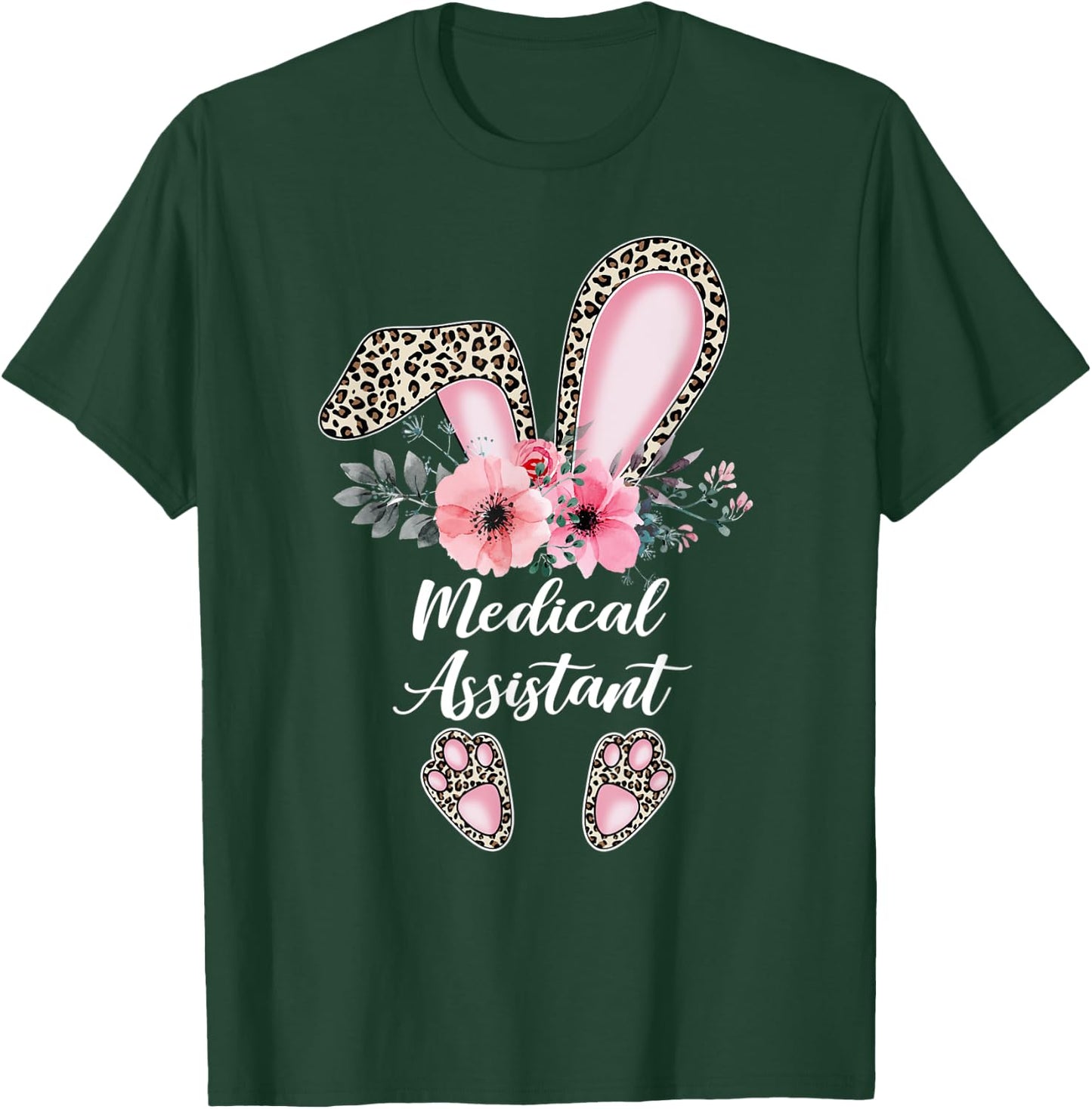 Medical Assistant Leopard Rabbit Bunny Easter Day MA Gift T-Shirt - T-Shirt | Forest
