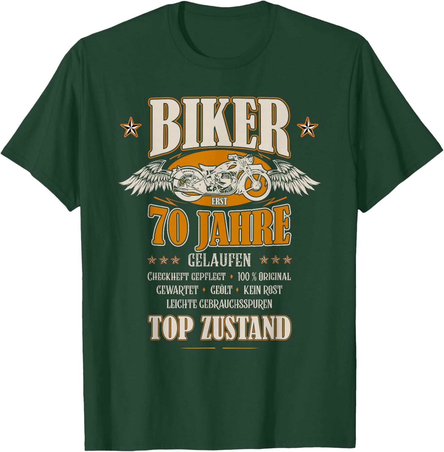 70th Birthday Biker Motorcycle Man Gift Funny , black, s T-Shirt - T-Shirt | Forest