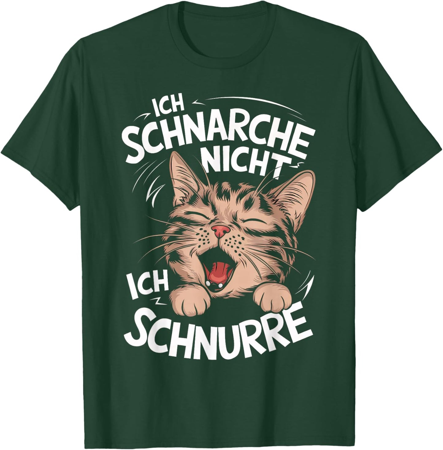 with German Text "Ich schnarche nicht ich schnurre Katzen" [German, black T-Shirt - T-Shirt | Forest