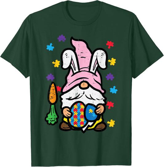 Easter Gnome Bunny Autism Awareness Spring Men Women Kids T-Shirt - T-Shirt | Forest