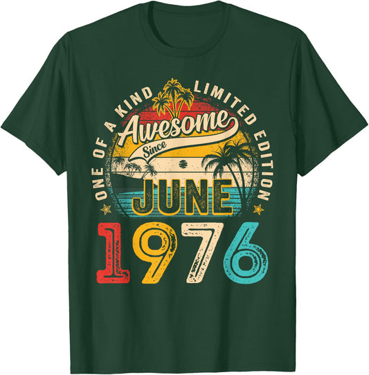 50 Years Old Awesome Since June 1976 50th Birthday Vintage T-Shirt - T-Shirt | Forest