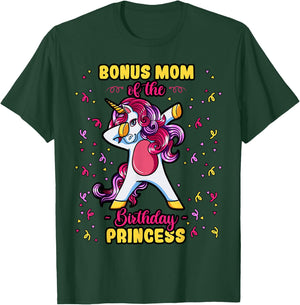 Bonus Mom Of The Birthday Princess Unicorn Bday Decor Party T-Shirt - T-Shirt | Forest