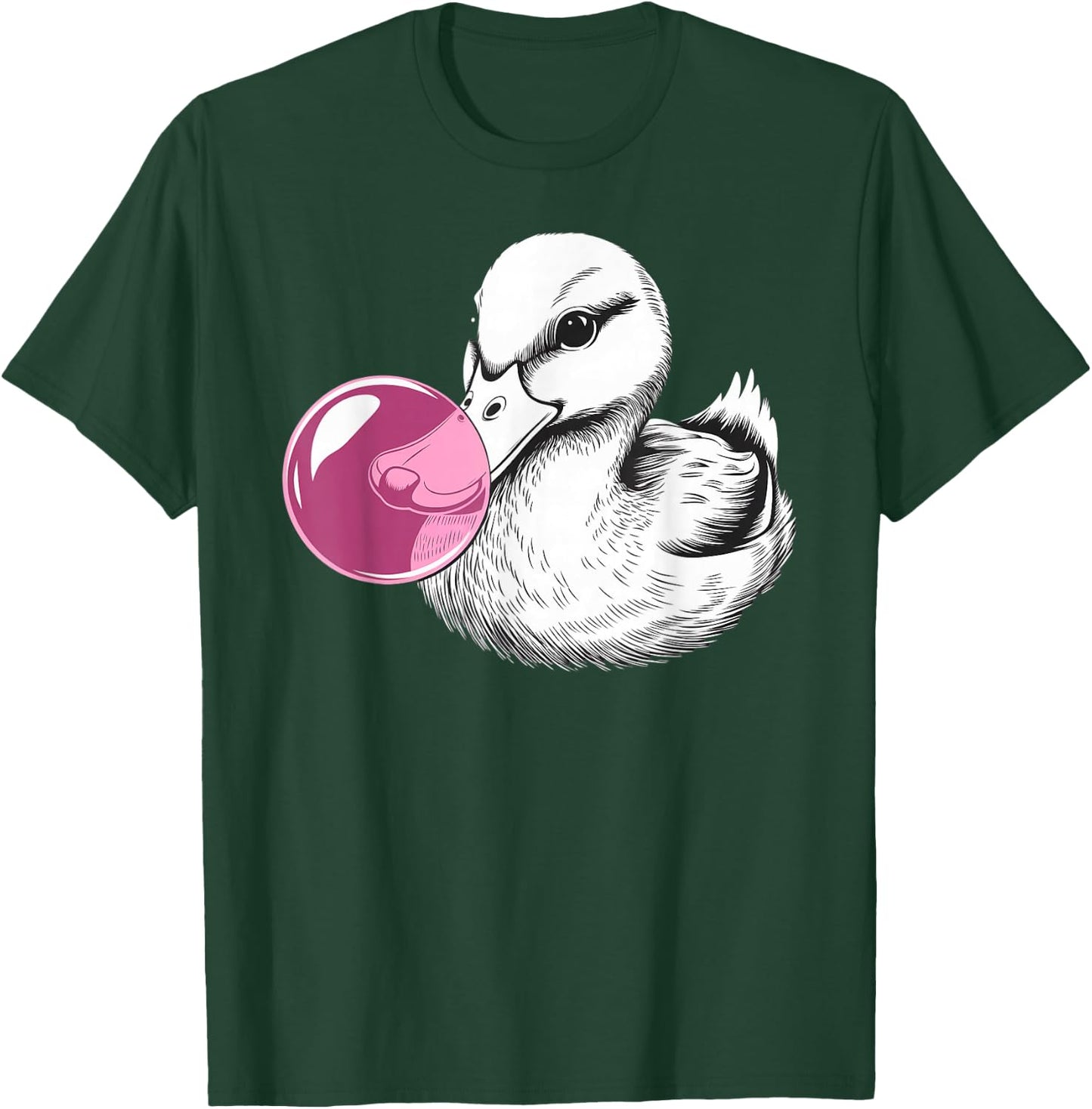 Cute Duck on pink bubble gum Duck T-Shirt - T-Shirt | Forest