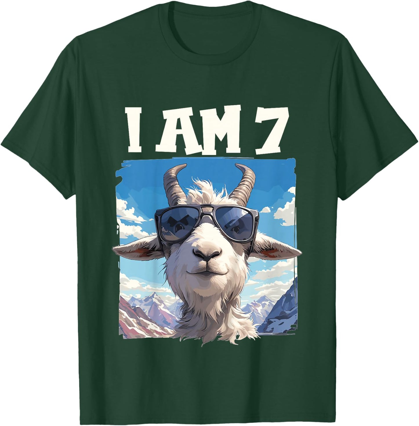 7 Years old 7 birthday Goats Boy Girl Goat T-Shirt - T-Shirt | Forest