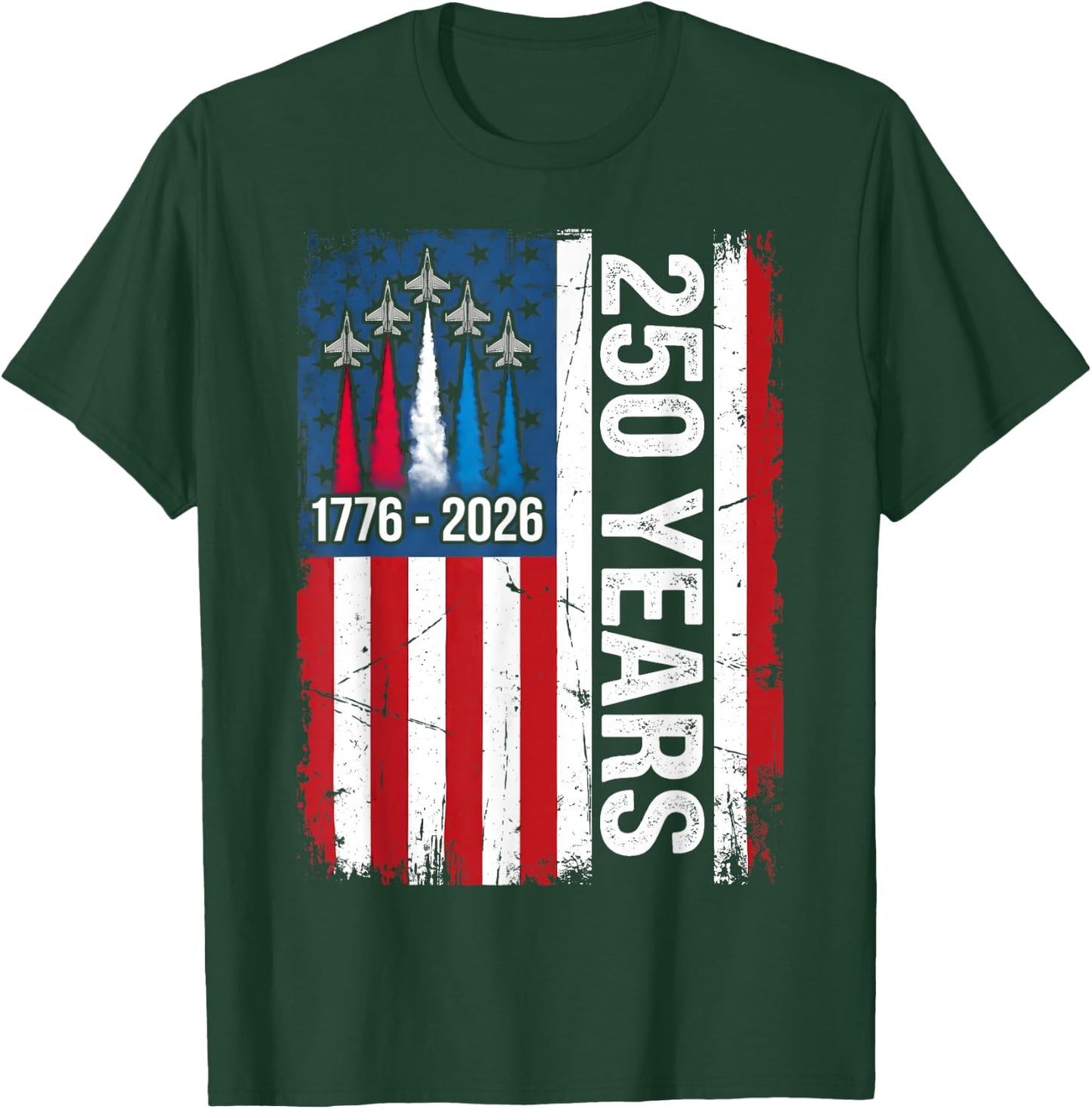 250 Anniversary USA Flag Fighter Jets 4th of July 250 Years T-Shirt - T-Shirt | Forest