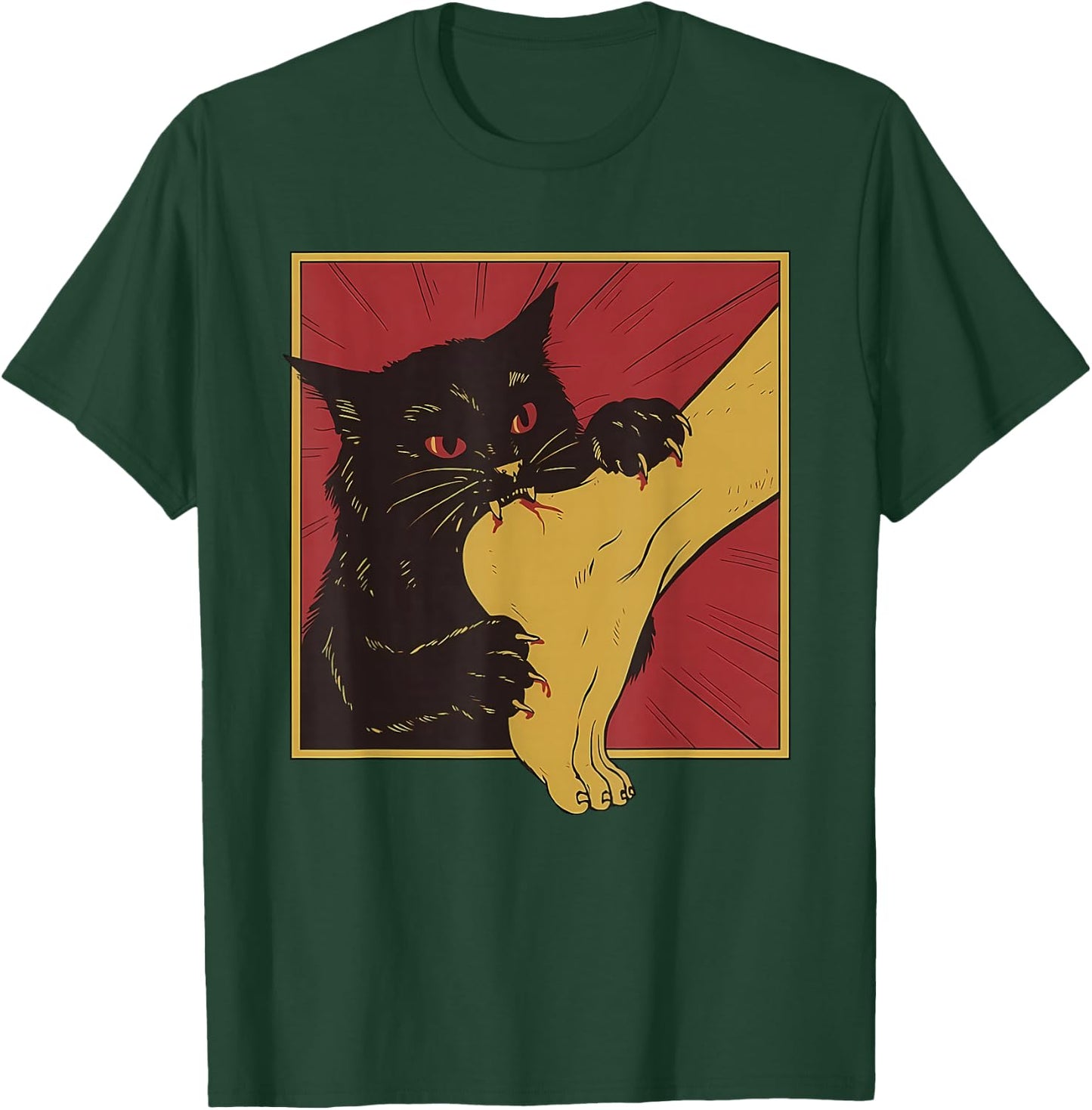 Japanese Horror Anime, Funny Vintage Cat Bite The Foot T-Shirt - T-Shirt | Forest