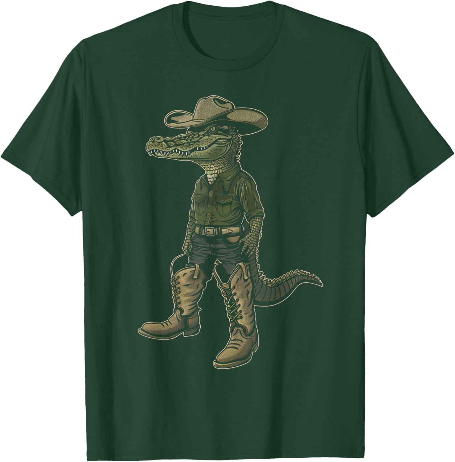 Alligator Cowboy Hat Gator Crocodile Reptile Lover Funny T-Shirt - T-Shirt | Forest