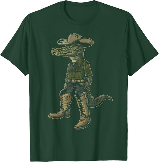 Alligator Cowboy Hat Gator Crocodile Reptile Lover Funny T-Shirt - T-Shirt | Forest