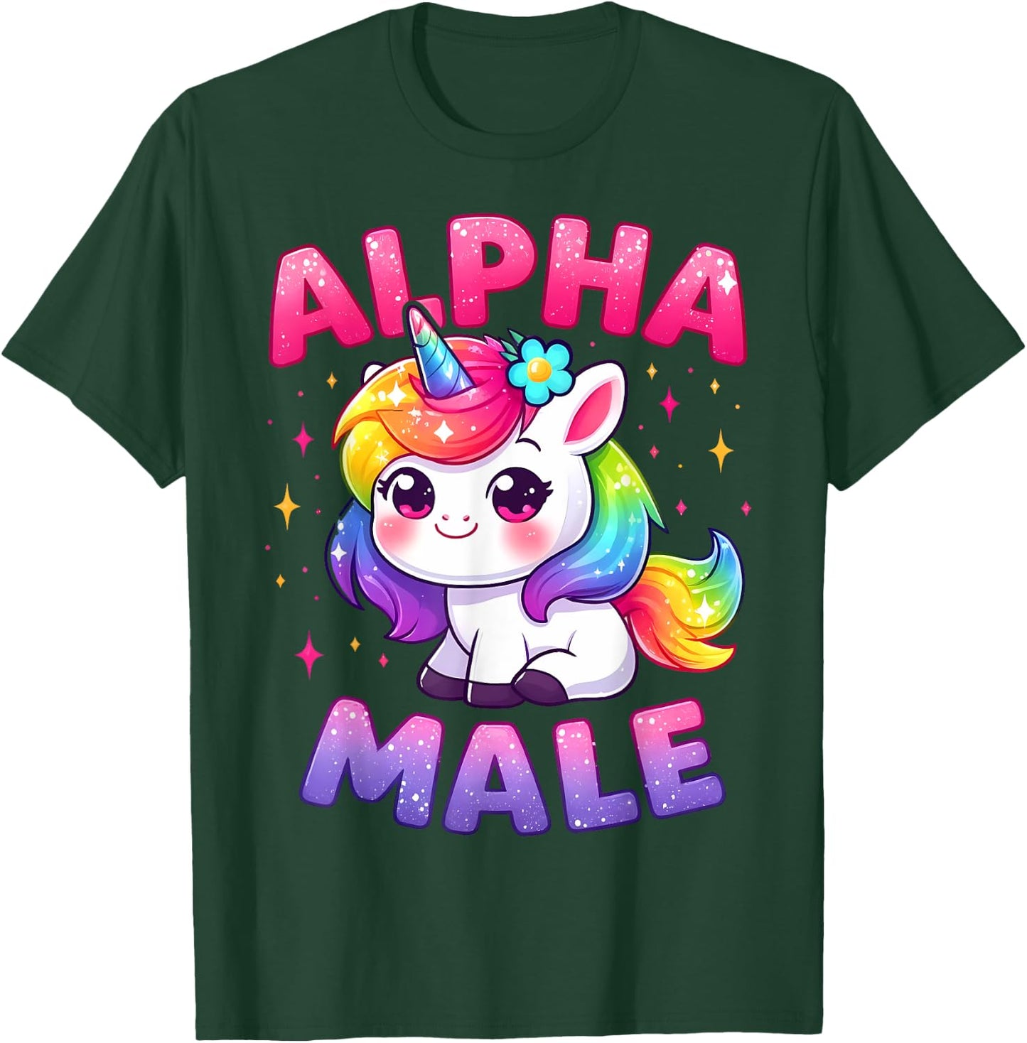 Funny Ironic Alpha Unicorn Sarcastic Girly Sparkle Rainbow T-Shirt - T-Shirt | Forest