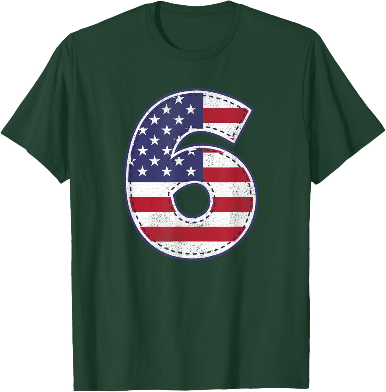American Flag 6 Year Old Sixth Birthday Shirt T-Shirt - T-Shirt | Forest