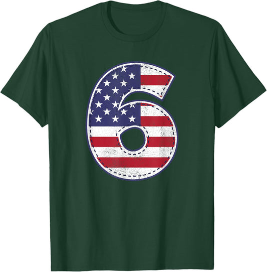 American Flag 6 Year Old Sixth Birthday Shirt T-Shirt - T-Shirt | Forest