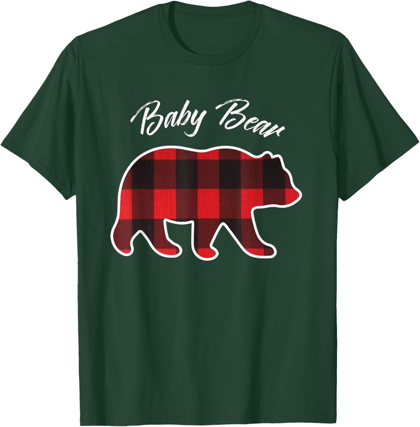 Baby Bear | Matching Family Christmas Red Plaid Pajama T-Shirt - T-Shirt | Forest