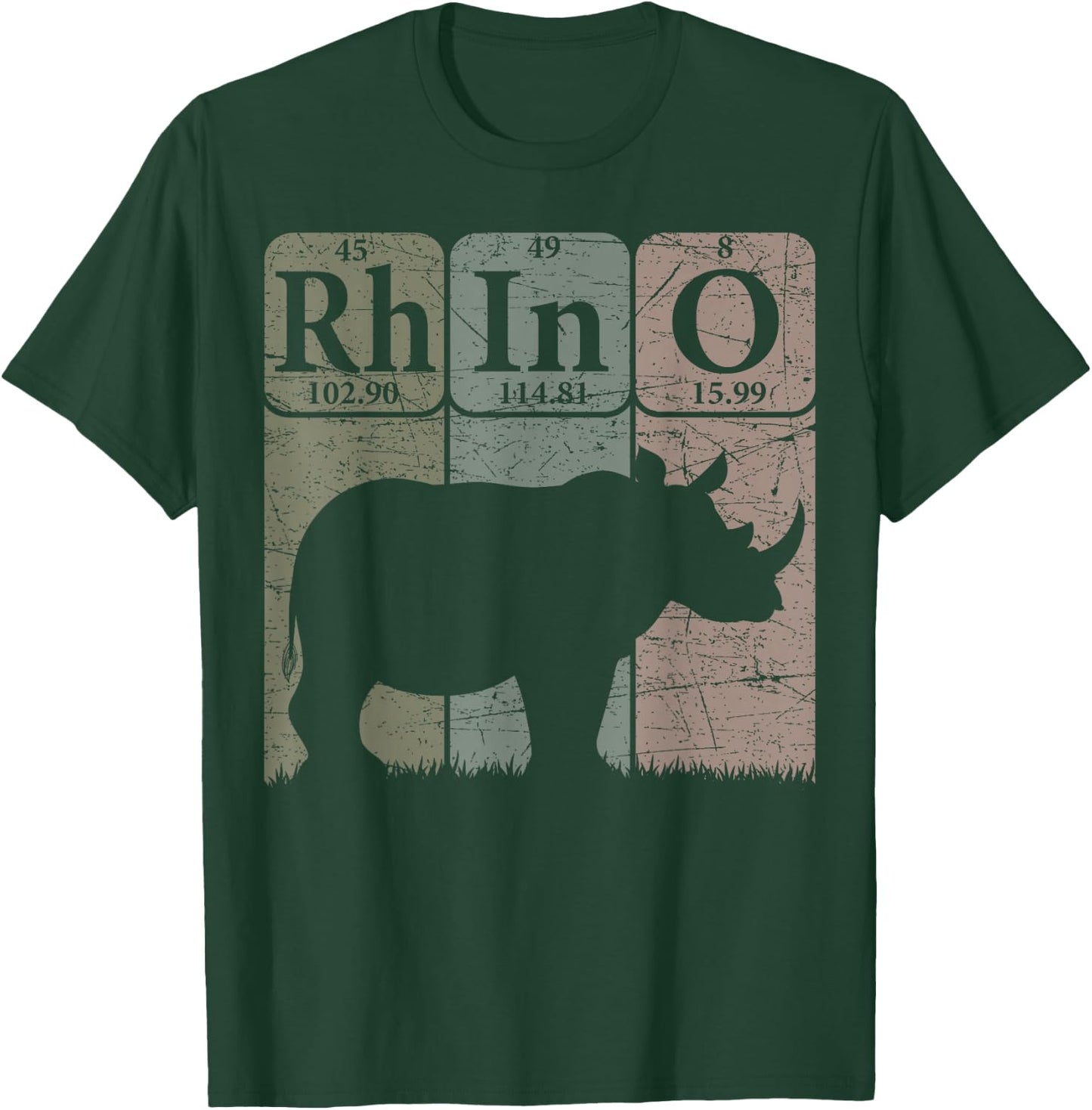 Rhino Periodic Table Elements Rhino Lover Rhinoceros Retro T-Shirt - T-Shirt | Forest