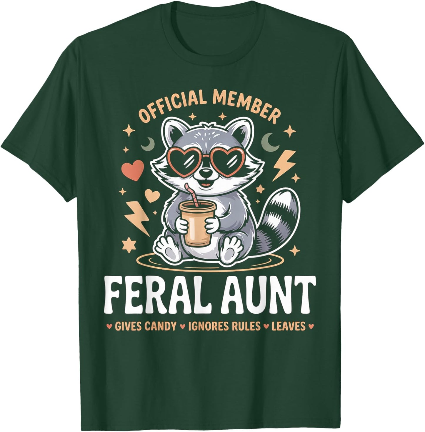 Raccoon Gives Candy Official Member Feral Aunt T-Shirt - T-Shirt | Forest