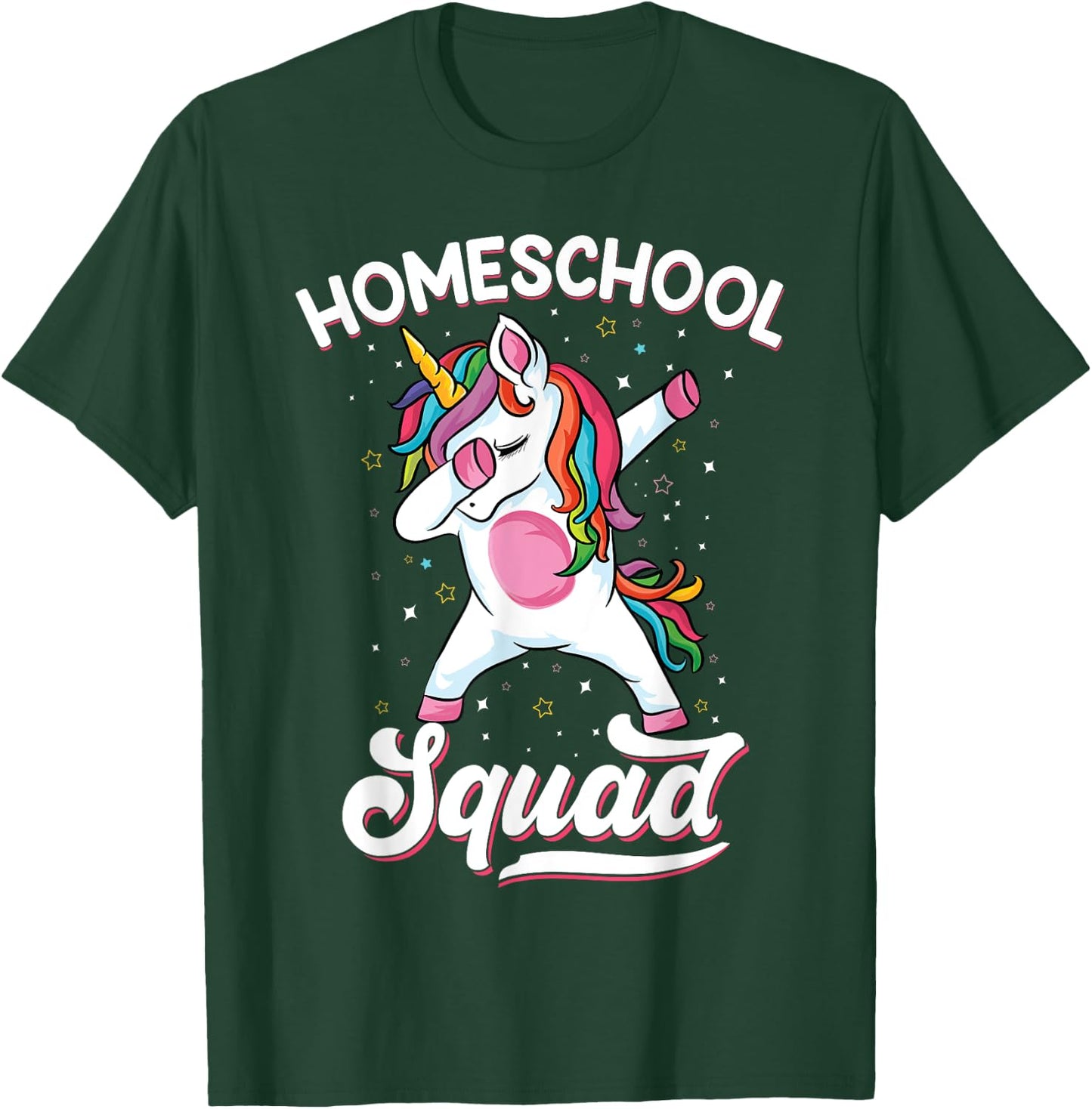 Magical cute Dabbing unicorn First Day Of School Homeschool T-Shirt - T-Shirt | Forest