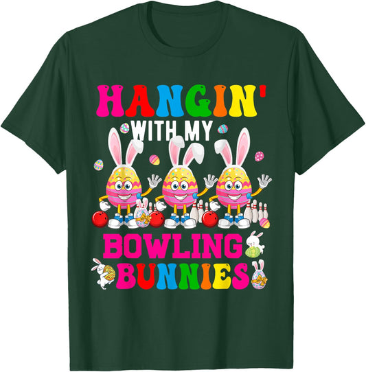 Hangin' With My Bowling Bunnies Three Cute Bunny Eggs Player T-Shirt - T-Shirt | Forest