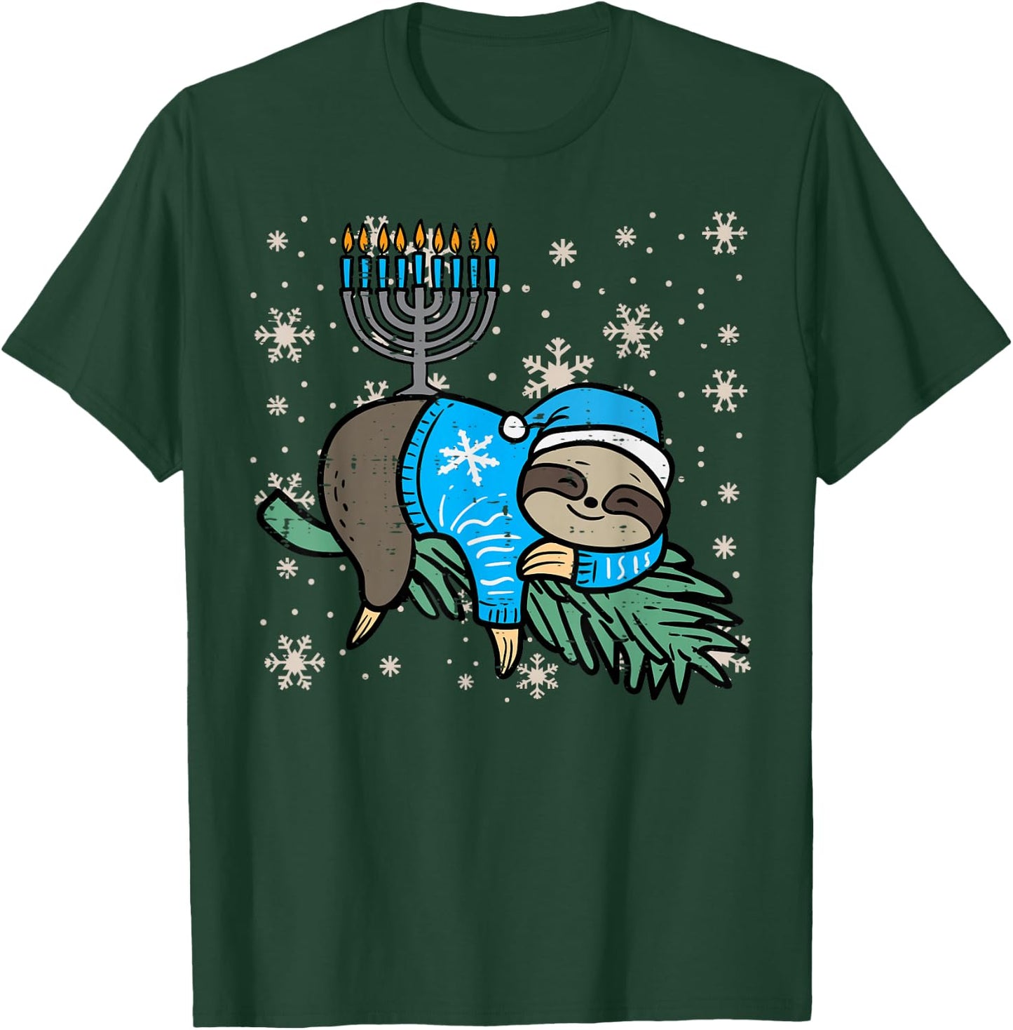 Hanukkah Sloth Nap Chanukah Jewish Kids Toddler Women Men T-Shirt - T-Shirt | Forest