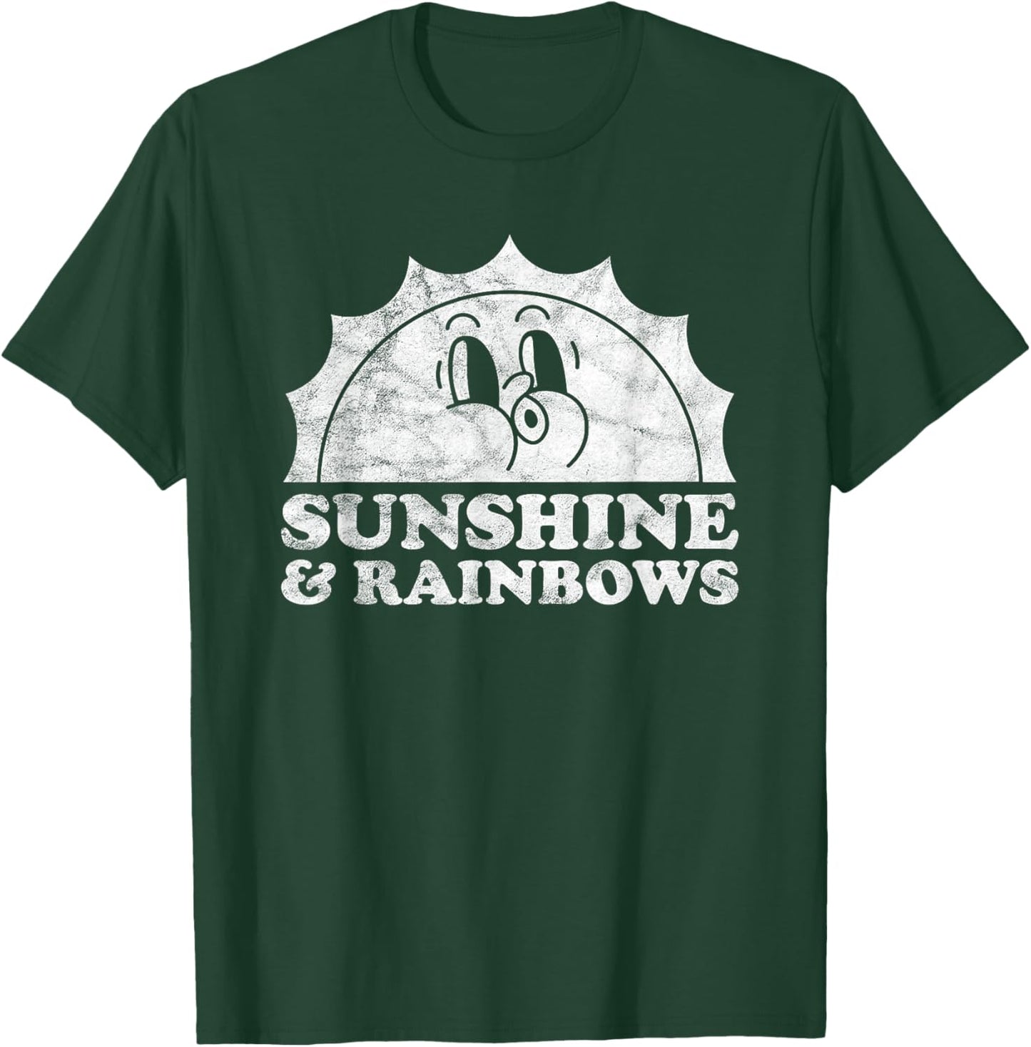Sunshine and Rainbows Retro Vintage Sun Rainbow Women Kids T-Shirt - T-Shirt | Forest