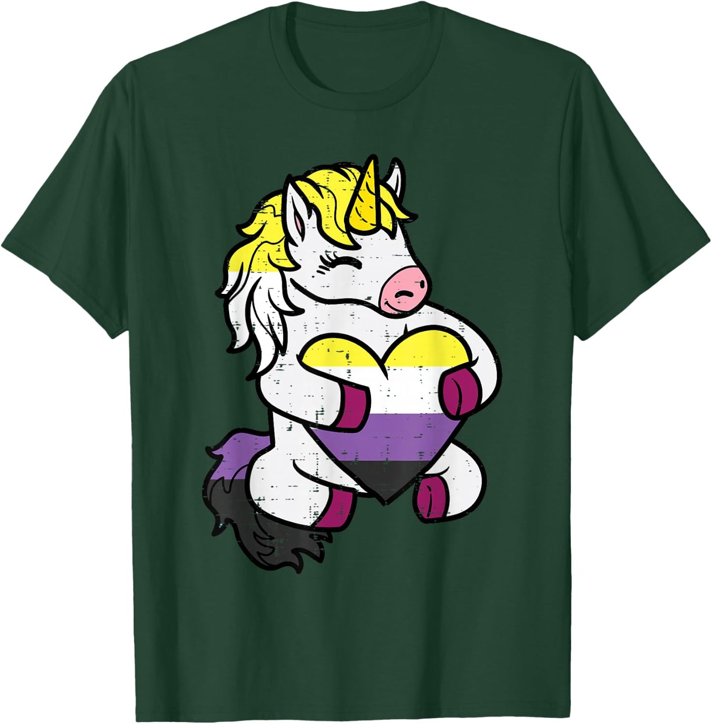 Nonbinary Unicorn Non Binary Enby Pride Lgbt Women Girls Kid T-Shirt - T-Shirt | Forest