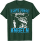 with German Text "Echte Jungs gehen Angeln - Angler Fischer" (Real Boys, black T-Shirt - T-Shirt | Forest