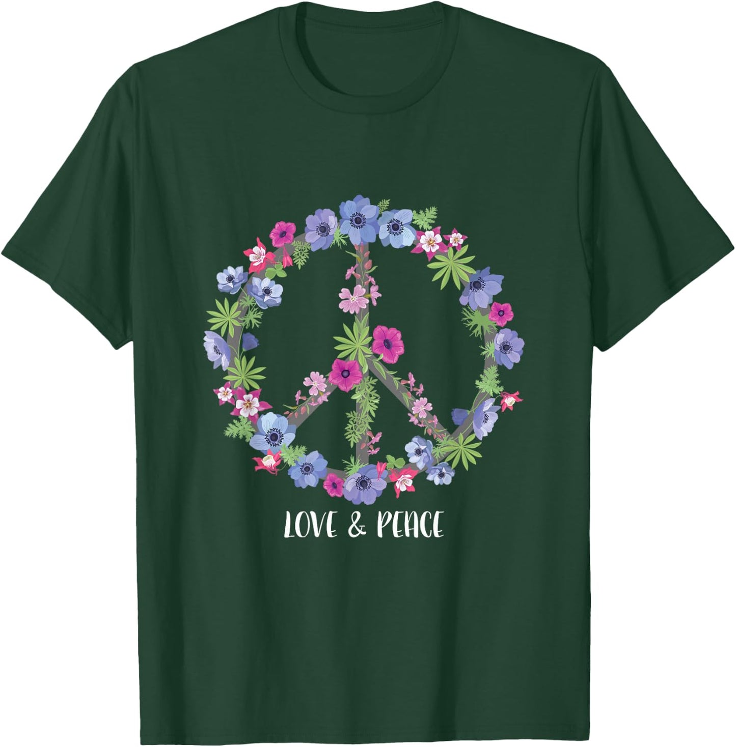 Flower Pattern Peace Symbol Shirt - Girls Love T-Shirt - T-Shirt | Forest