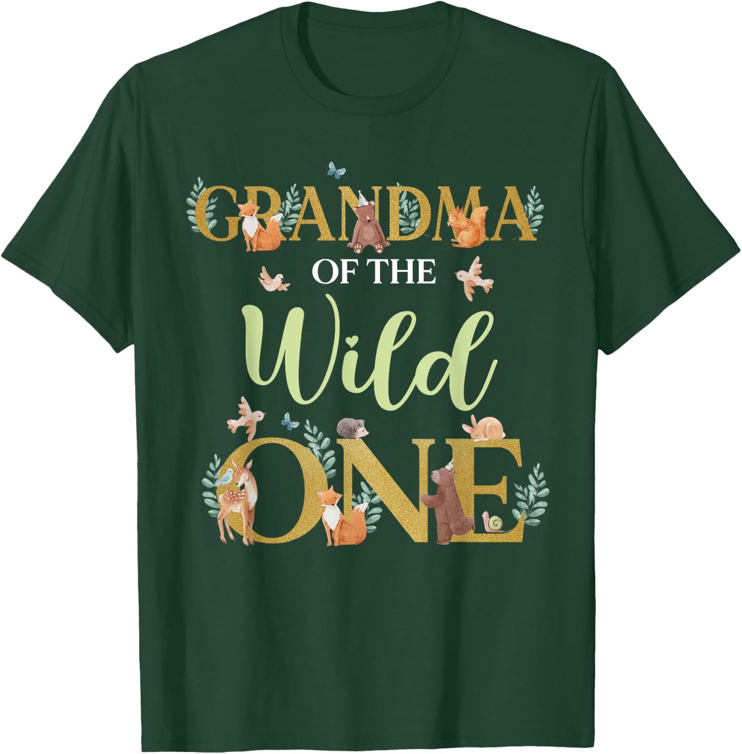 Grandma of The Wild One Birthday 1st Woodland Forest Animals T-Shirt - T-Shirt | Forest