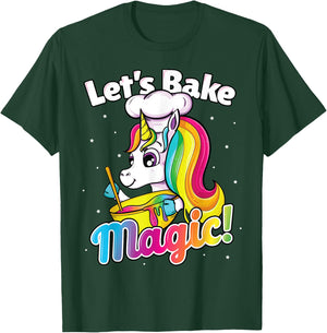 Unicorn Baking Shirt Rainbow Cupcake Cake Girl Gift Cook Kid T-Shirt - T-Shirt | Forest