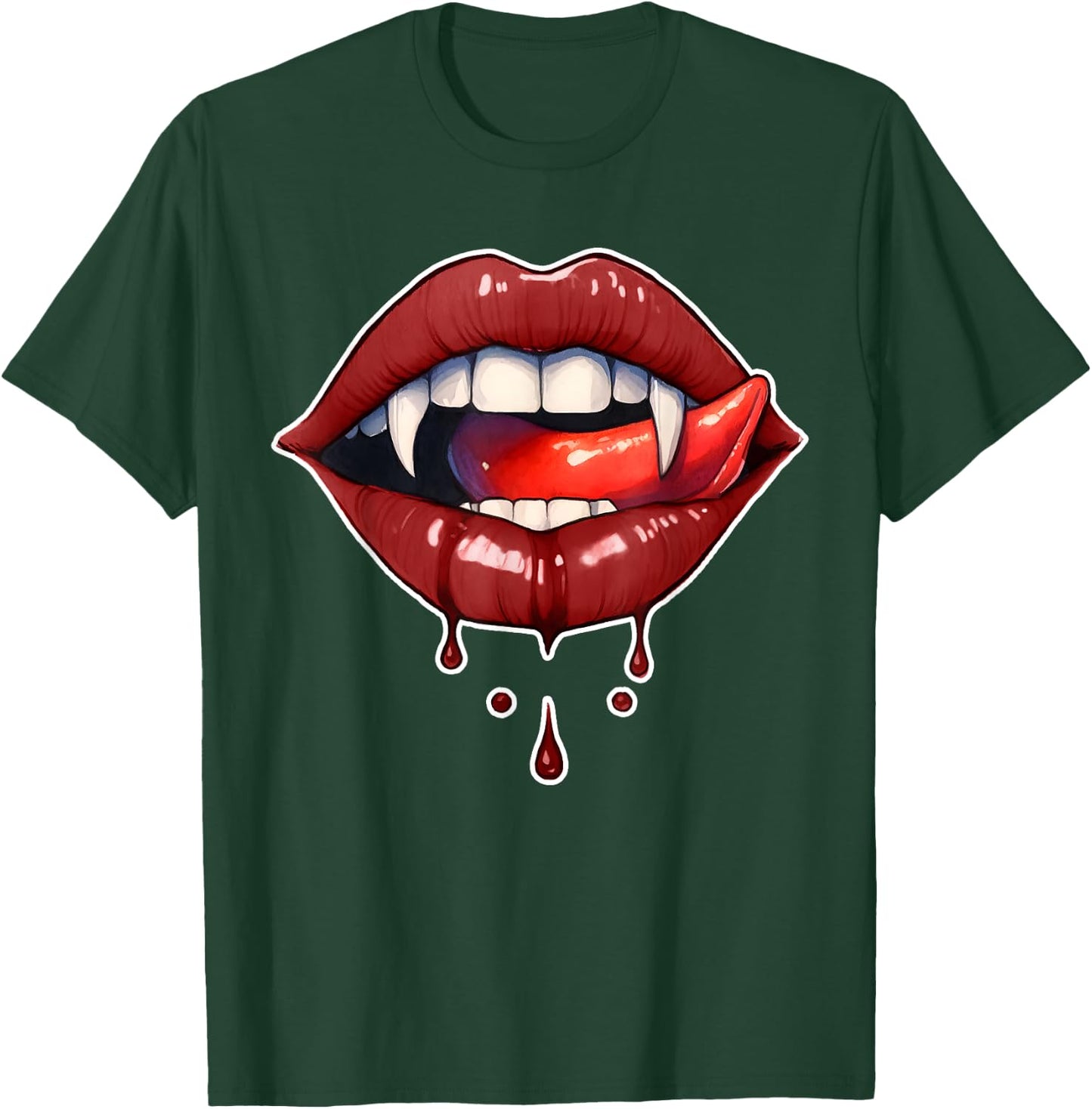 Halloween Horror Costume Bloody Teeth Vampire Fangs Red Lips T-Shirt - T-Shirt | Forest