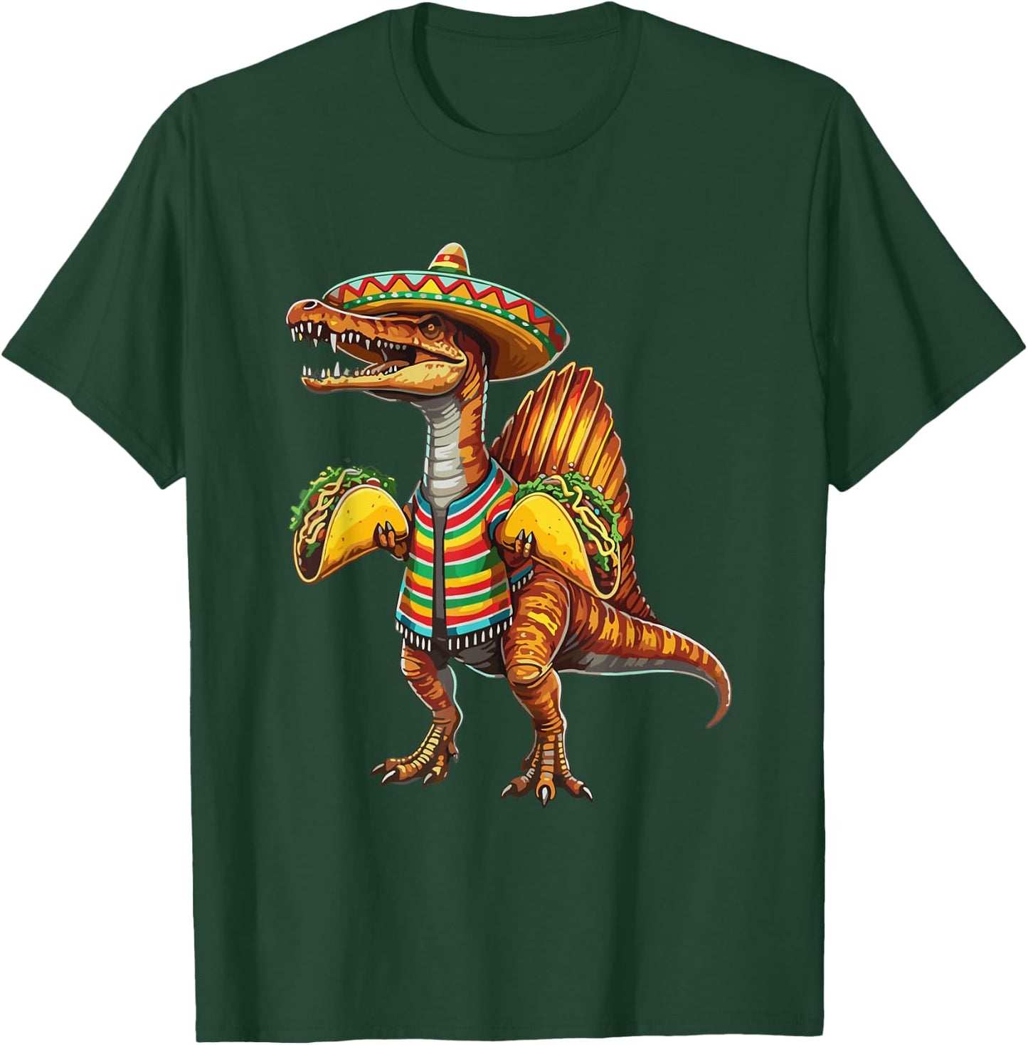 Spinosaurus Taco Lover Cinco de Mayo Graphic T-Shirt - T-Shirt | Forest