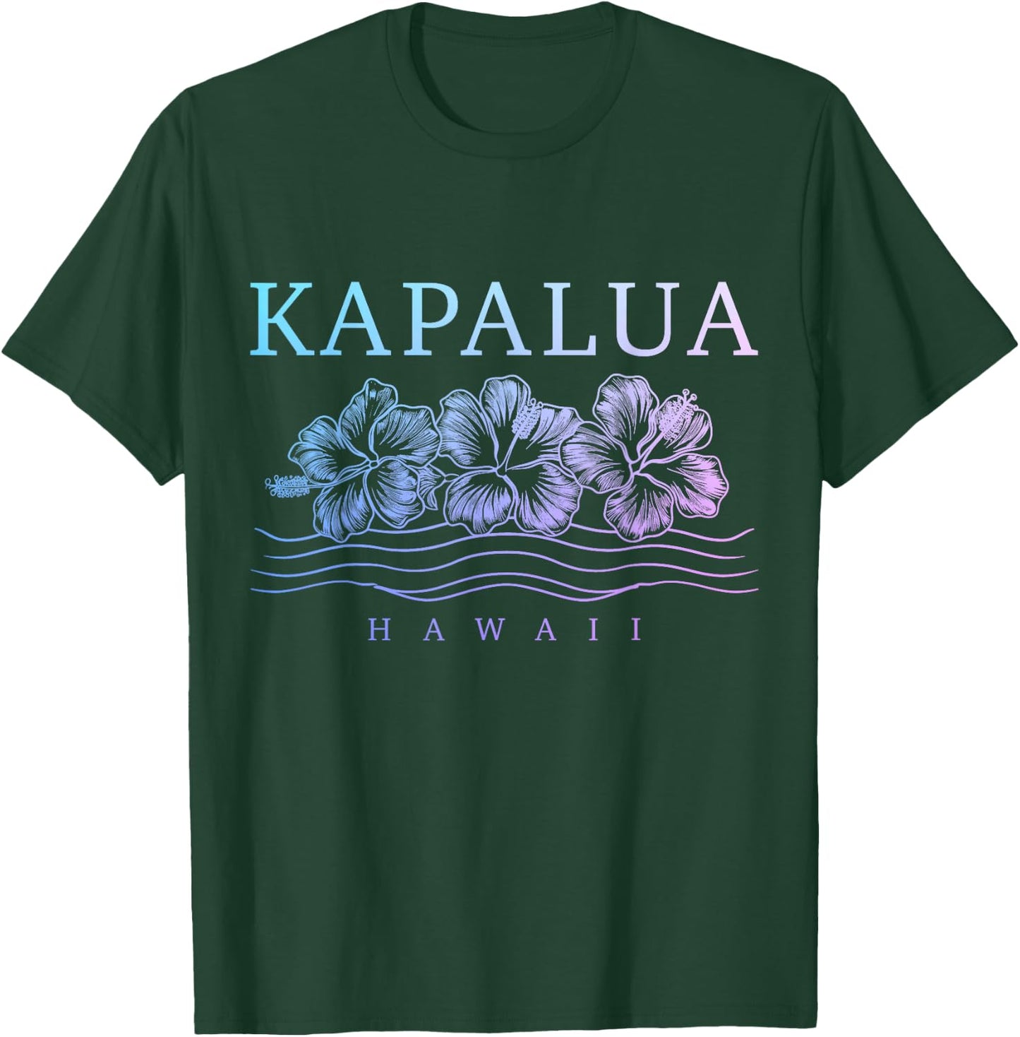 Kapalua Hawaii Hawaiian Hibiscus Flowers Surfer Souvenir T-Shirt - T-Shirt | Forest