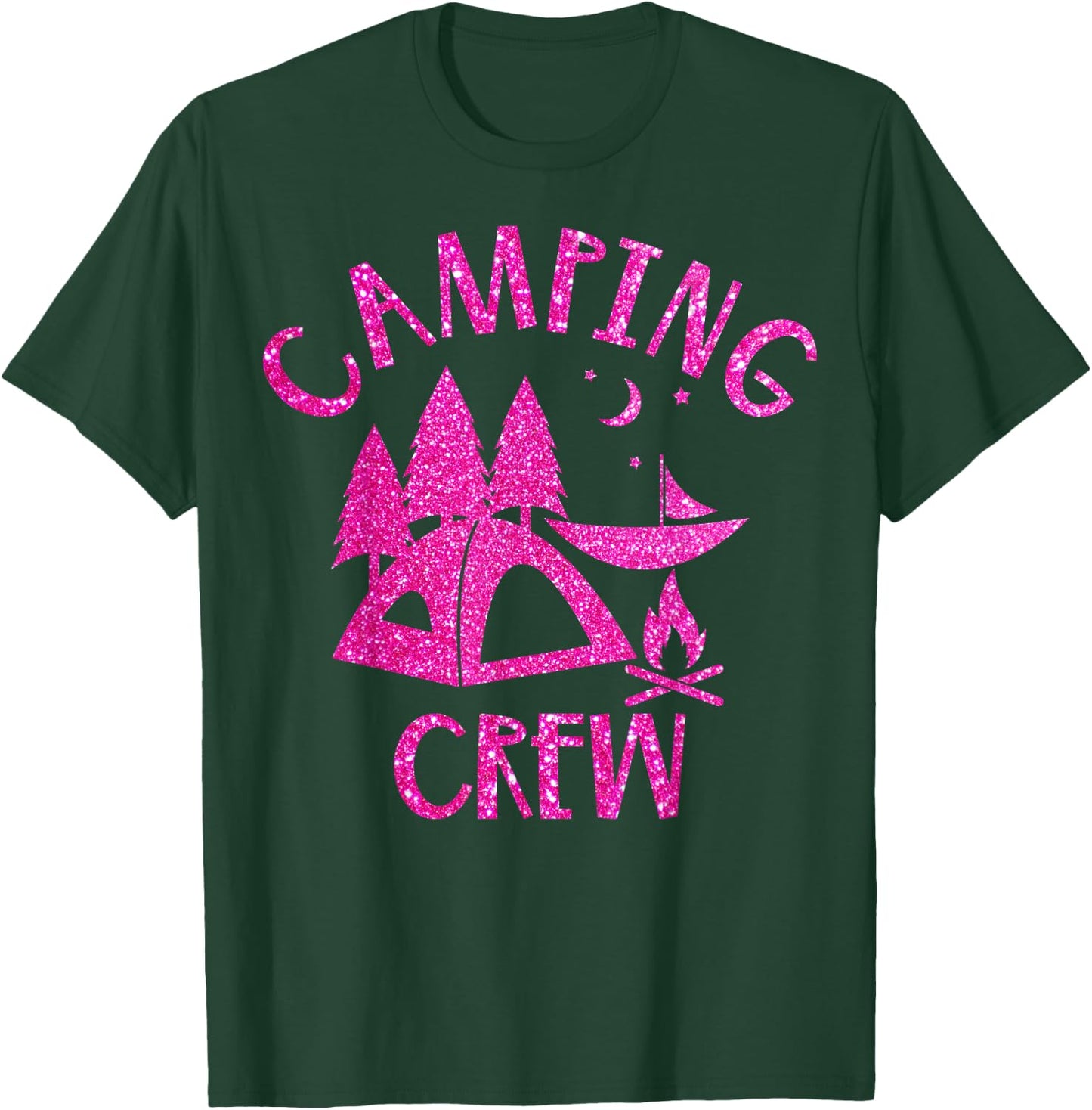 Camping Crew Camper Girly Pink T-Shirt - T-Shirt | Forest