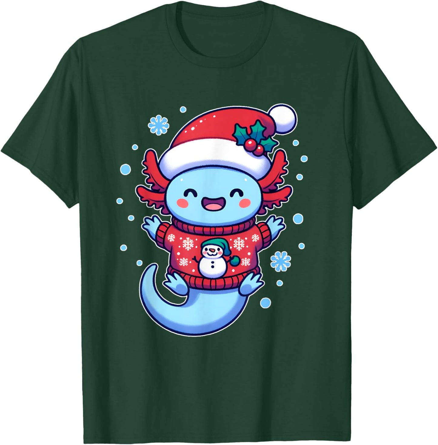 Santa axolotl Funny cute xmas funny christmas T-Shirt - T-Shirt | Forest