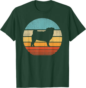 Pug Retro Vintage 60s 70s Sunset Dog Lovers Men Women T-Shirt - T-Shirt | Forest